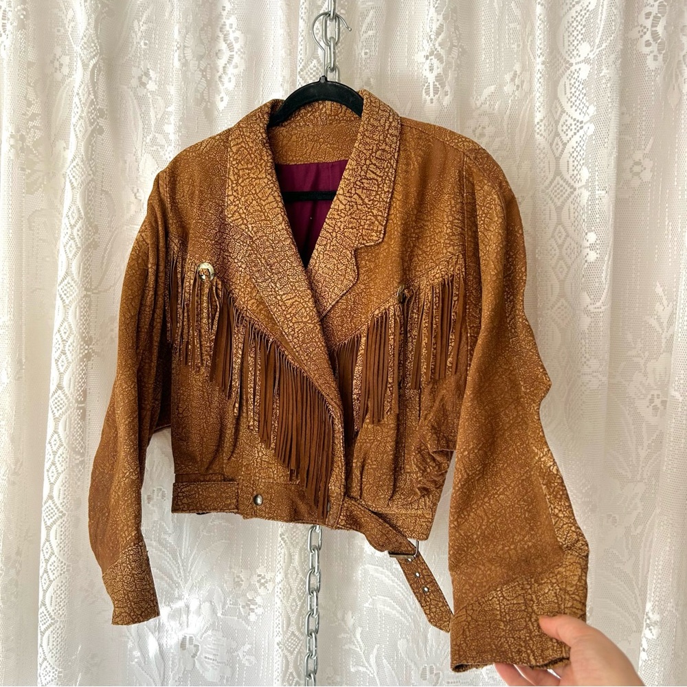 Vintage 1980's Brown Fringe Leather Jacket!